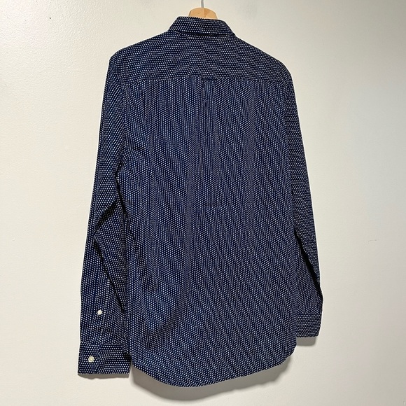 Club Monaco Men’s Slim Fit Navy Button-Down Shirt M – Micro Dot Print - Picture 13 of 13